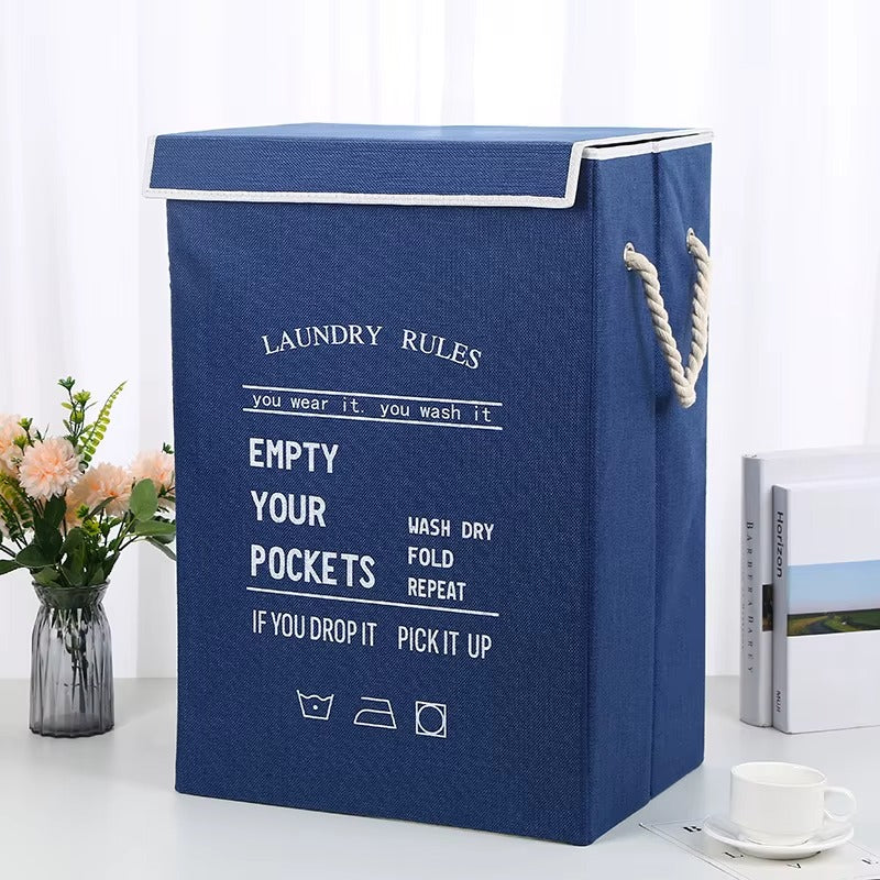 Collapsible Laundry Basket with Lid & Handles – Foldable Clothes Storage Hamper