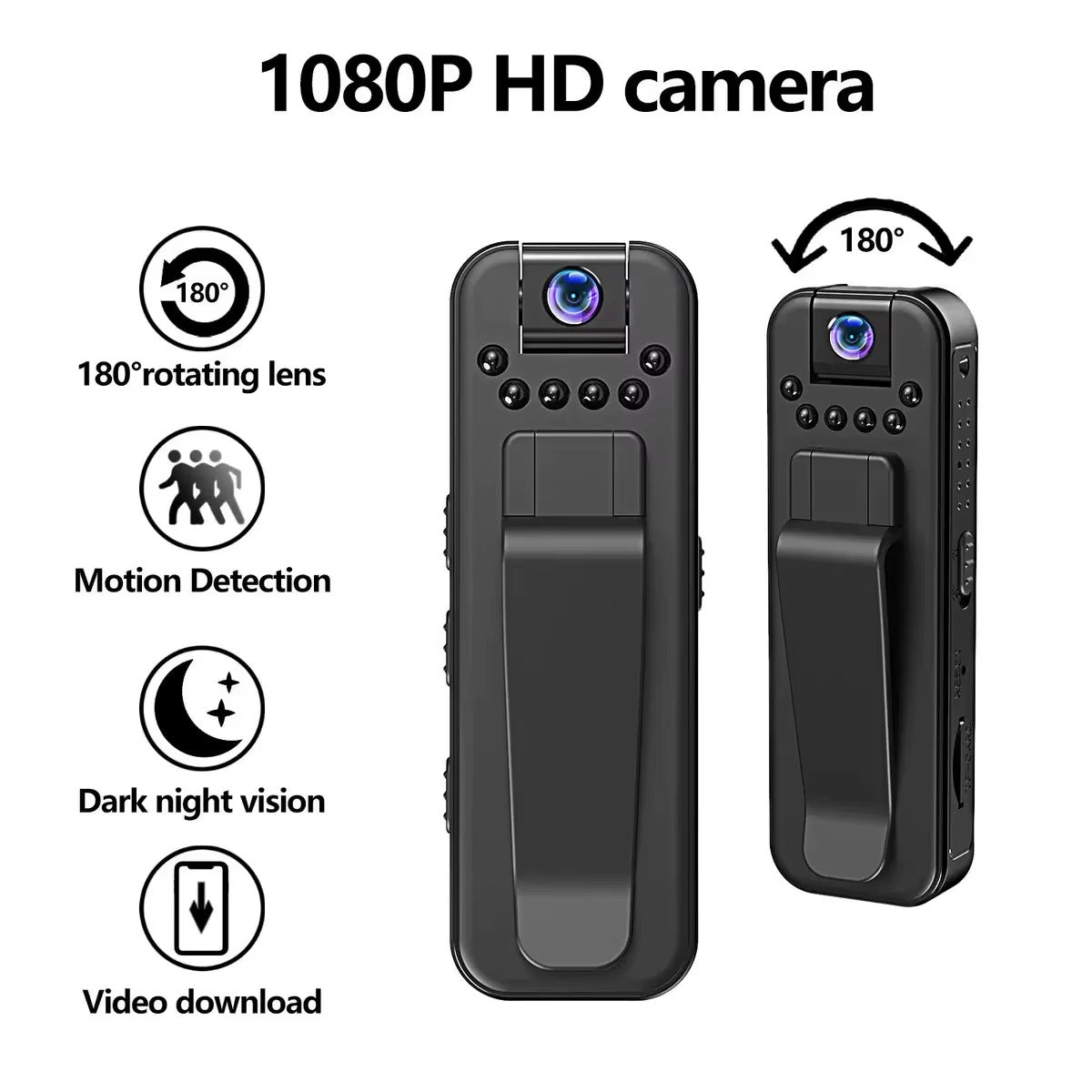 1080P HD Mini Body Camera – Portable Clip-On Video Recorder with Night Vision