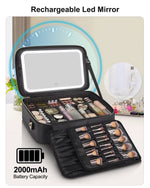 Professional Makeup Case with LED Mirror – Large Vanity Cosmetic Organizer for Makeup Artists & Travel