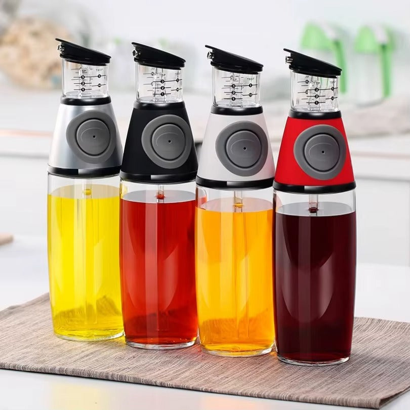 Glass Oil Dispenser Bottle with Measuring Spout – 250ml / 500ml Kitchen Oil Bottle