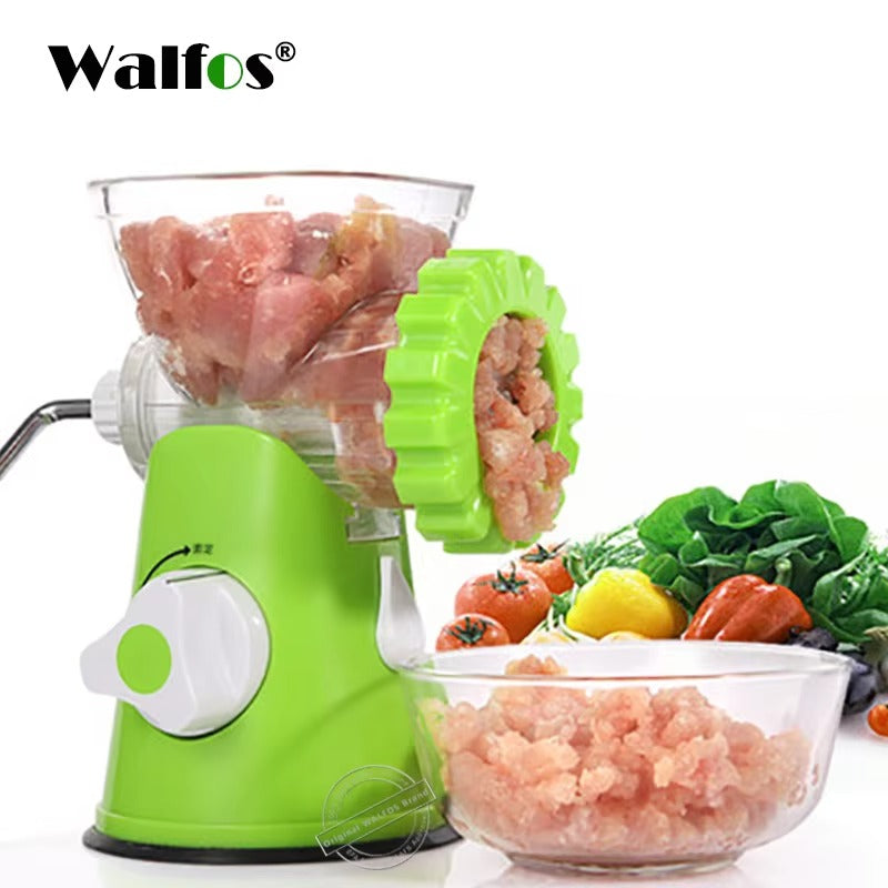 Manual Meat Mincer with Stainless Steel Plate – Hand Crank Kitchen Grinder with Powerful Suction Base