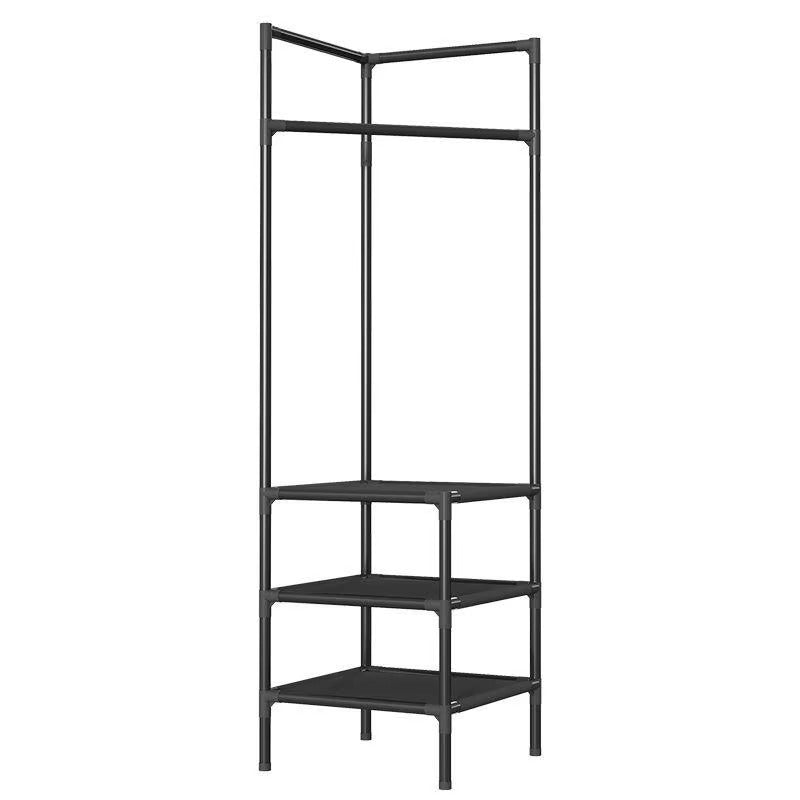 3-Tier Metal Coat Rack with Shelves – Modern Garment Rack with Hooks