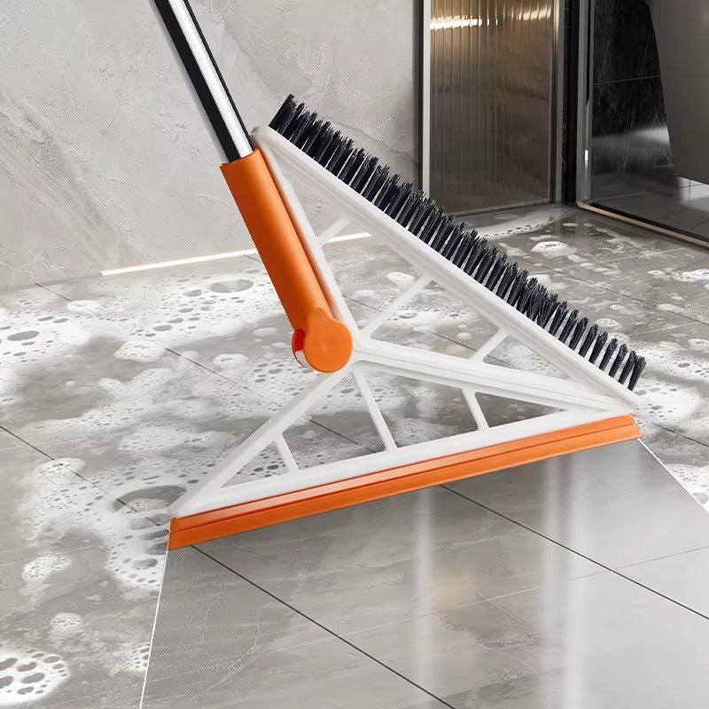 2-in-1 V-Shaped Floor Scrubber & Squeegee – Gap Cleaning Brush with Long Handle (Bathroom & Tile Cleaning Tool)