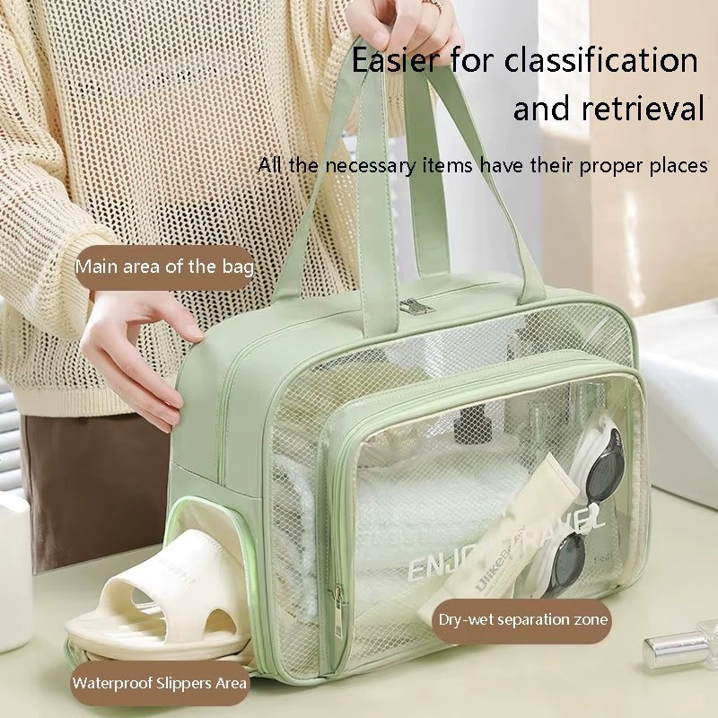 Dry-Wet Separation Travel Bag – Large Capacity Transparent Gym & Swimming Bag