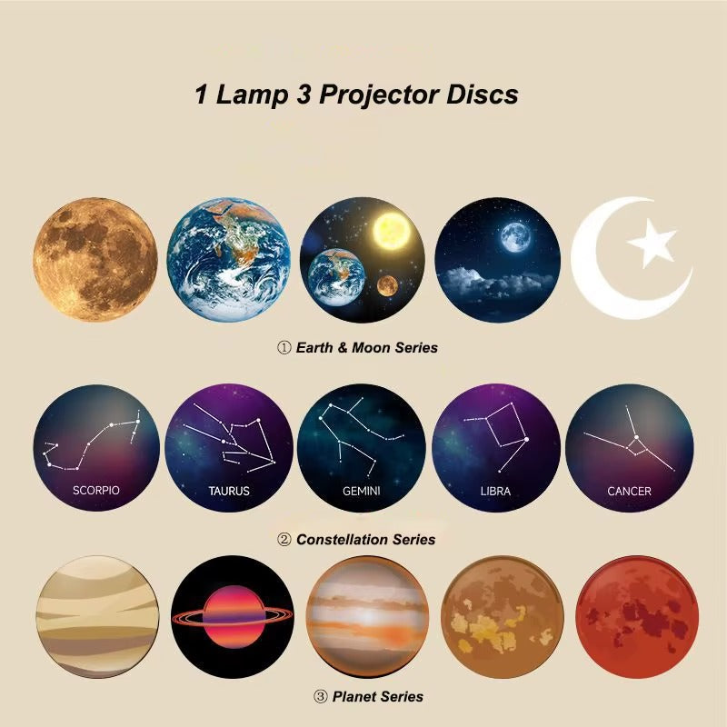 Star Projector Night Light – USB Rechargeable Galaxy Lamp with Projection Films