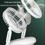 USB Rechargeable Mini Folding Fan – 2400mAh Portable Table Fan with Night Light