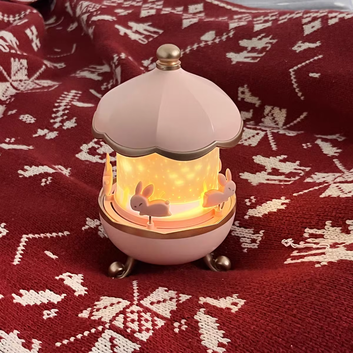 Starry Sky Carousel Projector Night Light – Rotating Music Box Lamp