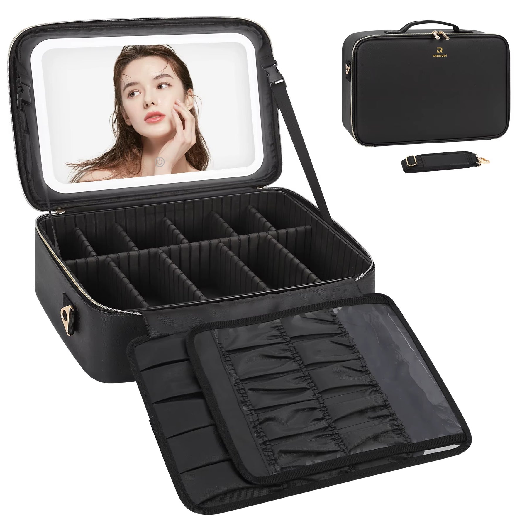 Professional Makeup Case with LED Mirror – Large Vanity Cosmetic Organizer for Makeup Artists & Travel