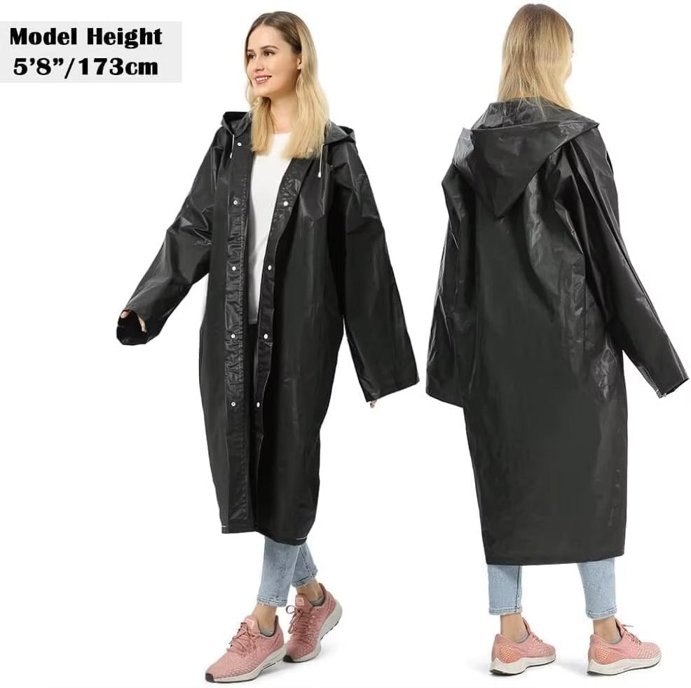 Waterproof Rain Poncho with Hood – Reusable Lightweight EVA Raincoat