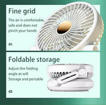 USB Rechargeable Mini Folding Fan – 2400mAh Portable Table Fan with Night Light