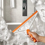 2-in-1 V-Shaped Floor Scrubber & Squeegee – Gap Cleaning Brush with Long Handle (Bathroom & Tile Cleaning Tool)