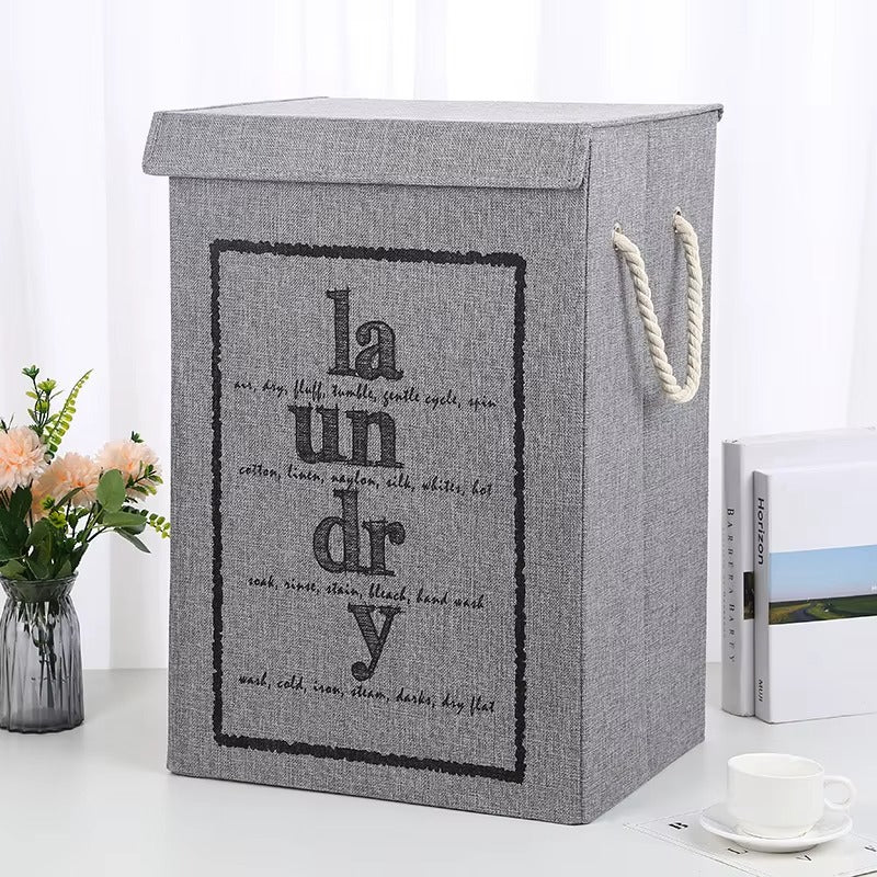 Collapsible Laundry Basket with Lid & Handles – Foldable Clothes Storage Hamper