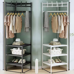 3-Tier Metal Coat Rack with Shelves – Modern Garment Rack with Hooks