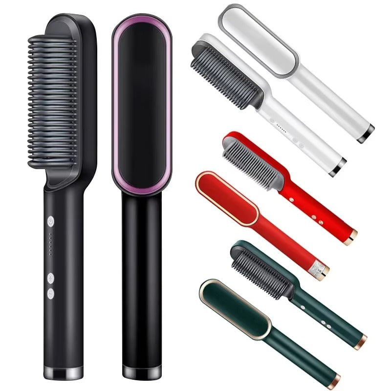 2-in-1 Ceramic Hot Comb Hair Straightener Brush – Negative Ion Electric Styling Comb