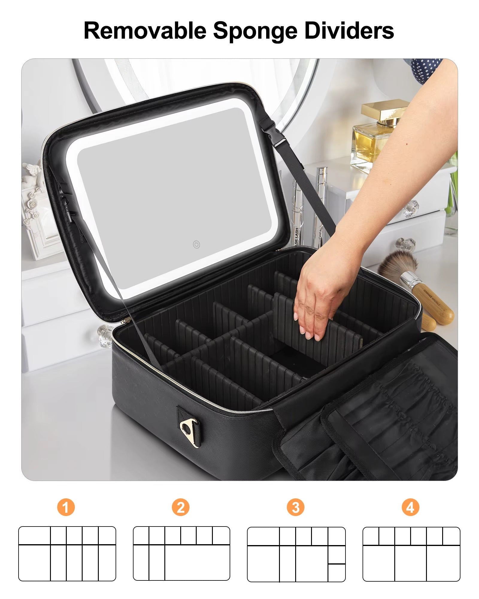 Professional Makeup Case with LED Mirror – Large Vanity Cosmetic Organizer for Makeup Artists & Travel