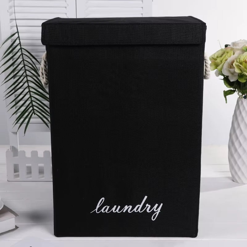 Collapsible Laundry Basket with Lid & Handles – Foldable Clothes Storage Hamper