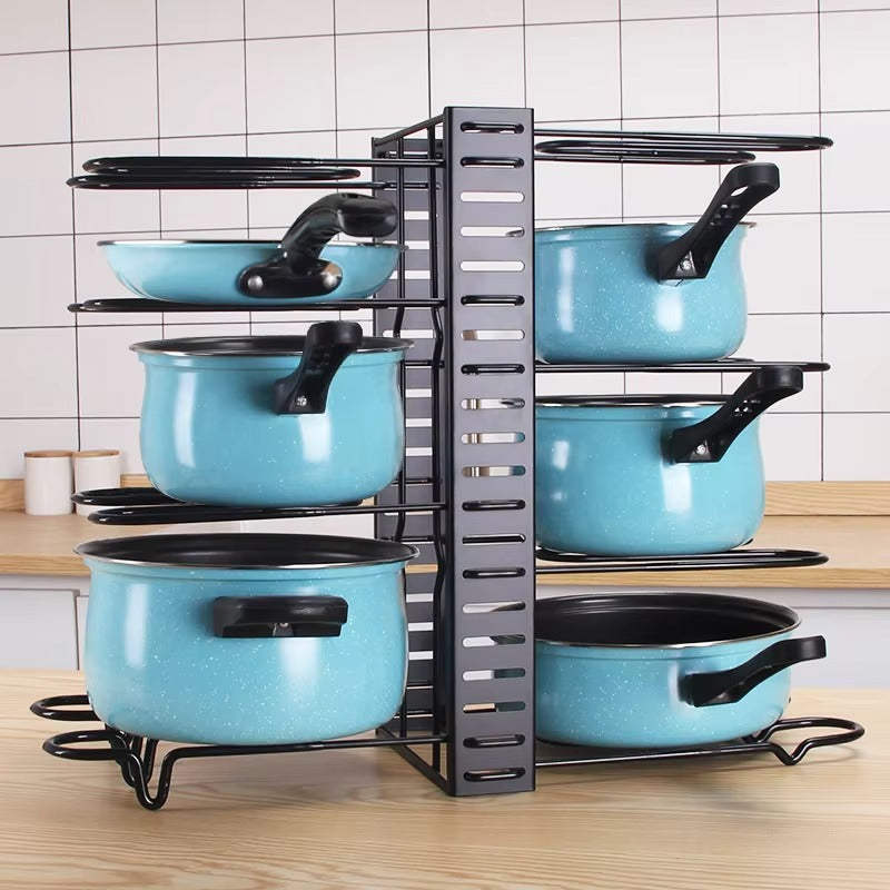5-Tier Pots & Pans Organizer Rack – Space Saving Kitchen Storage for Cookware & Lids