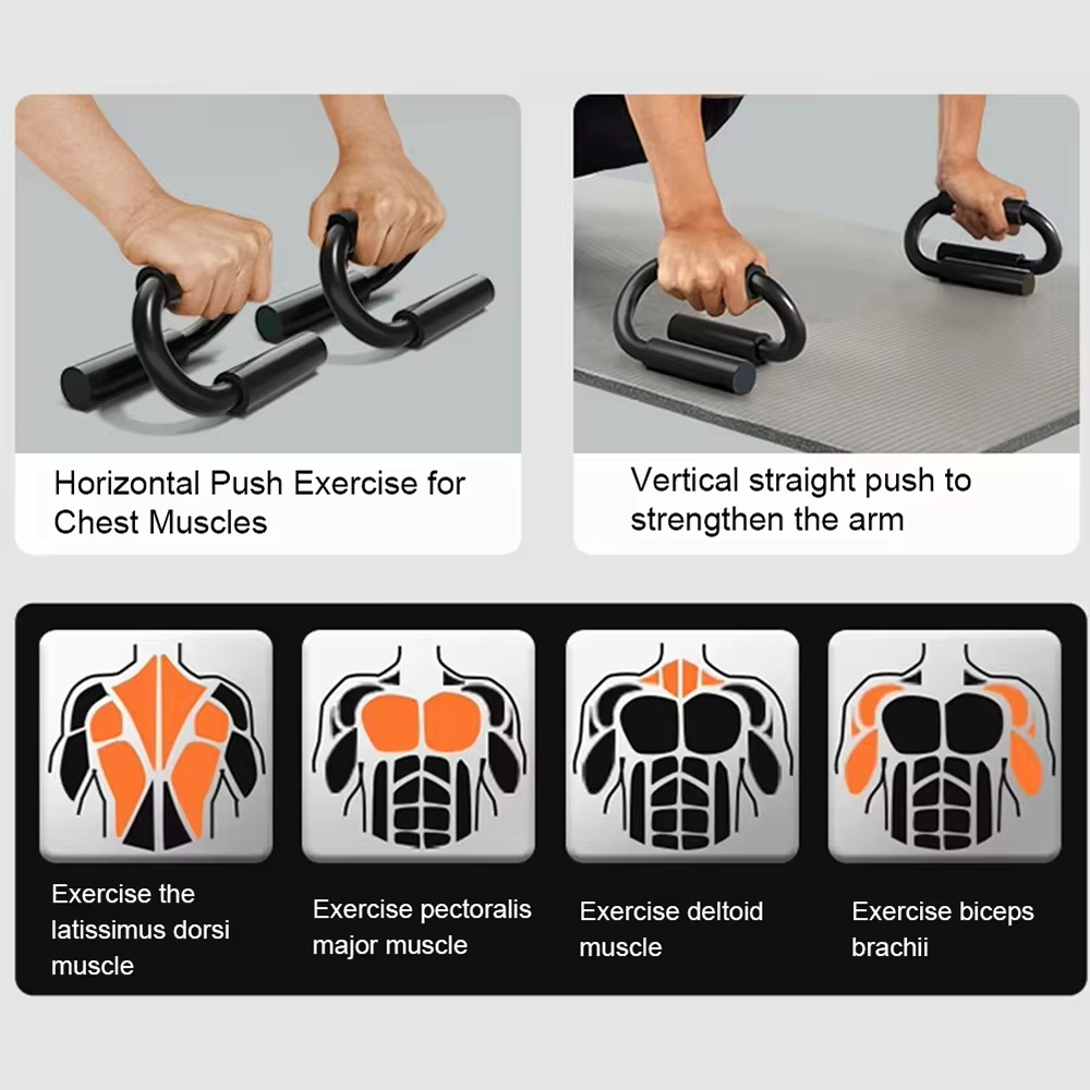 S-Type Push-Up Bars – Anti-Slip Fitness Push Up Stand for Chest, Arm & Home Workout Training