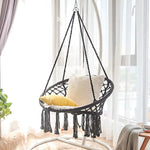 Macrame Cotton Rope Hanging Chair – Hammock Swing for Outdoor &amp; Indoor