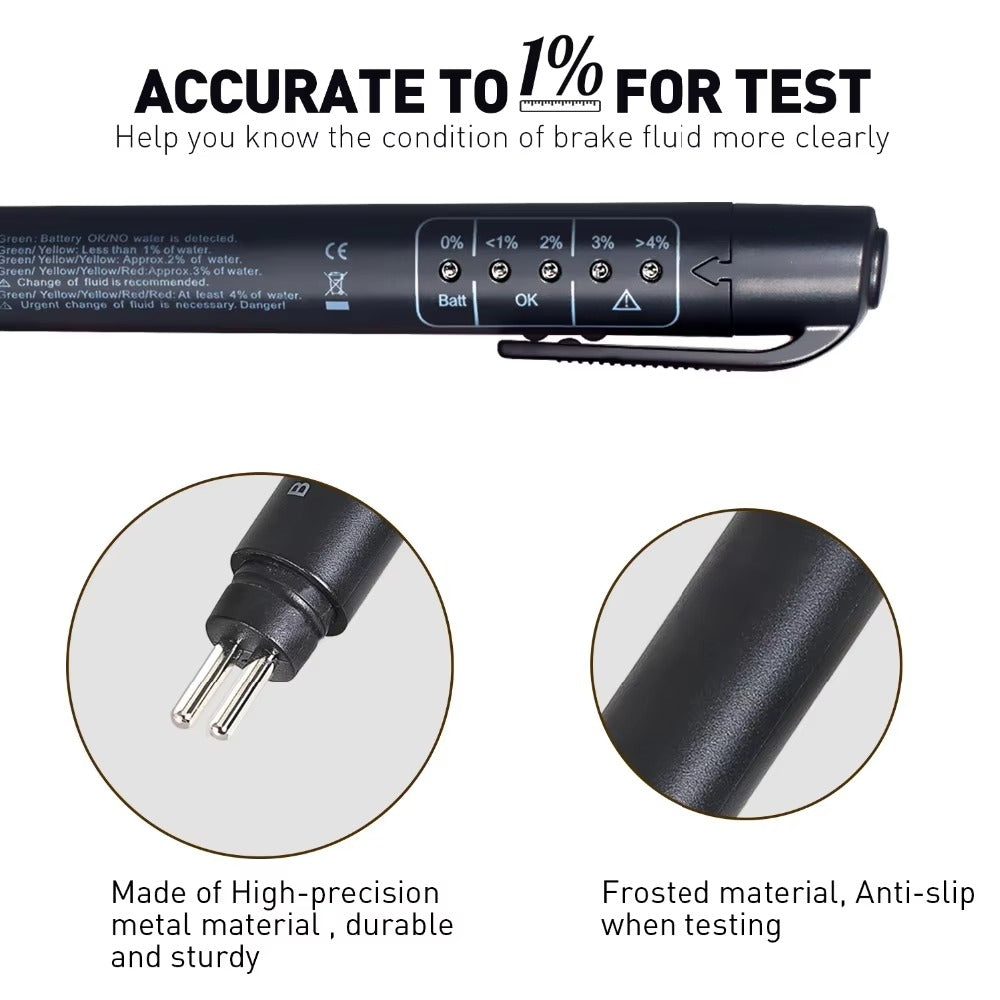 Brake Fluid Tester Pen – Digital DOT3/DOT4 Brake Oil Quality Checker with LED Indicator