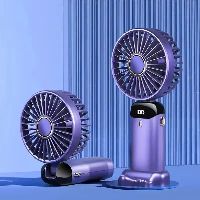 Portable Rechargeable Mini Fan with LED Display – 5 Speed Foldable Handheld Fan
