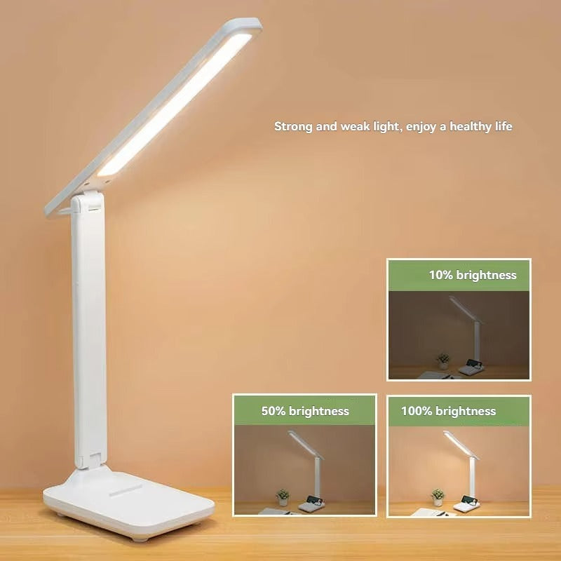 USB Foldable LED Desk Lamp – 3-Level Dimmable Eye-Caring Study Light