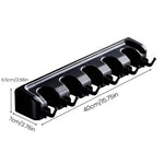Wall Mounted Mop Holder – 6 Position Multi-Functional Broom & Tool Organizer