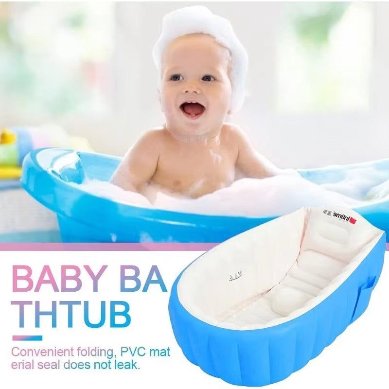 Inflatable Baby Bath Tub – Foldable Portable Newborn Bath Basin with Air Pump (Safe & Comfortable Baby Bath)