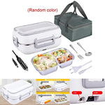 Electric Lunch Box for Car & Home – 2-in-1 Food Heater (12V/24V/220V) Portable Stainless Steel Lunch Box Set
