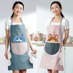 Cute Waterproof Kitchen Apron for Women – Oil-Proof Cooking Apron with Hand-Wiping Towel Patch
