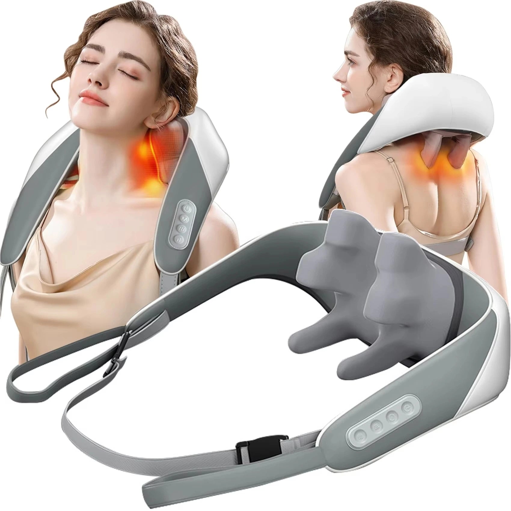Shiatsu Neck &amp; Shoulder Massager with Heat – Deep Tissue Kneading Back &amp; Body Massage Device