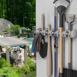 Wall Mounted Mop Holder – 6 Position Multi-Functional Broom & Tool Organizer