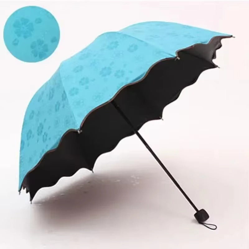 Magic Flower Color Changing Umbrella – Three Fold Windproof Anti-UV Sun & Rain Folding Umbrella