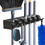 Wall Mounted Mop Holder – 6 Position Multi-Functional Broom & Tool Organizer
