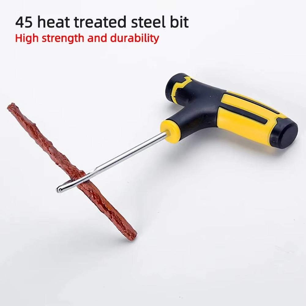 Car & Bike Tire Repair Kit – Tubeless Tyre Puncture Plug Tool Set with Rubber Strips