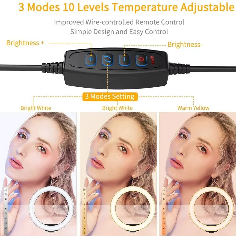 10-Inch LED Ring Light with Tripod & Remote – Dimmable Selfie & Video Light