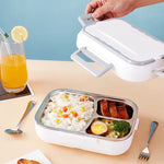 Electric Lunch Box for Car & Home – 2-in-1 Food Heater (12V/24V/220V) Portable Stainless Steel Lunch Box Set