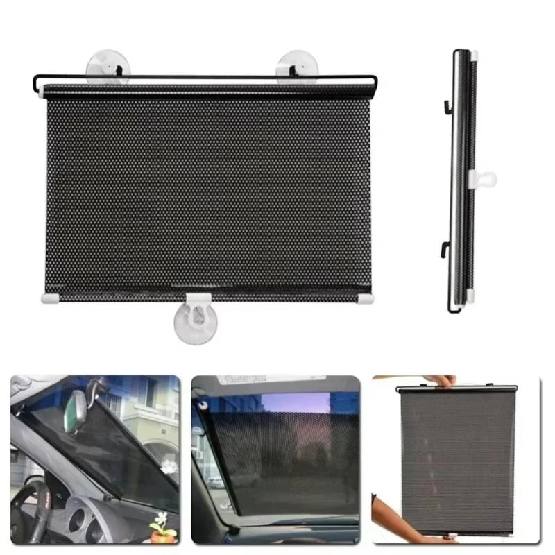 Automatic Roll Up Heat Insulation Sunshade Curtain – 40×125?cm Mesh PVC Roller for Car