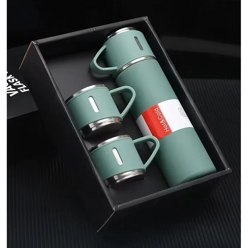 500ml Stainless Steel Vacuum Flask Gift Set – Thermal Insulated Bottle & Couple Cup