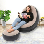 Lazy Inflatable Lounge Chair with Foot Stool – Portable Air Sofa for Living Room & Bedroom