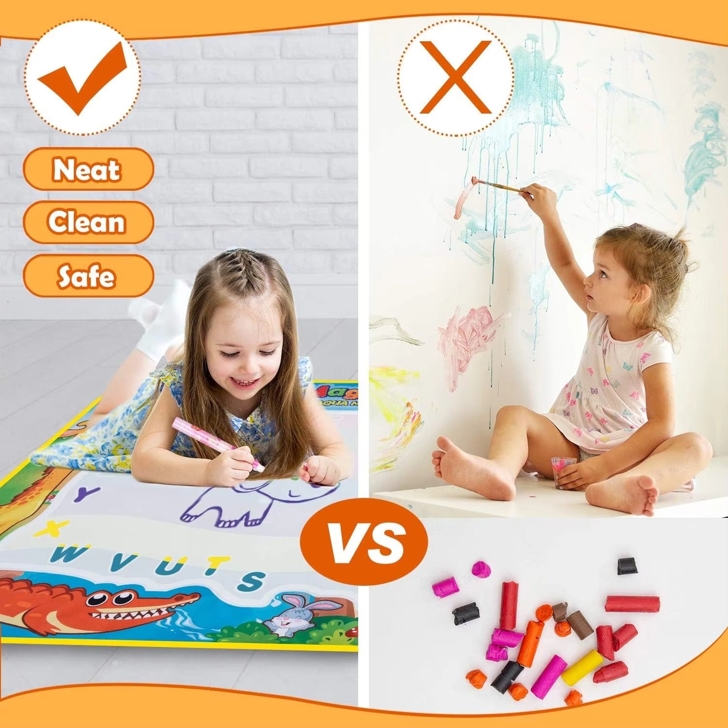 Magic Water Drawing Mat (100x80CM) – Reusable Mess-Free Kids Painting & Doodle Board with Magic Pens
