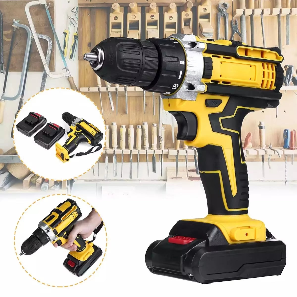 48V Cordless Electric Drill & Screwdriver Set - 2 Batteries | Complete DIY Tool Kit