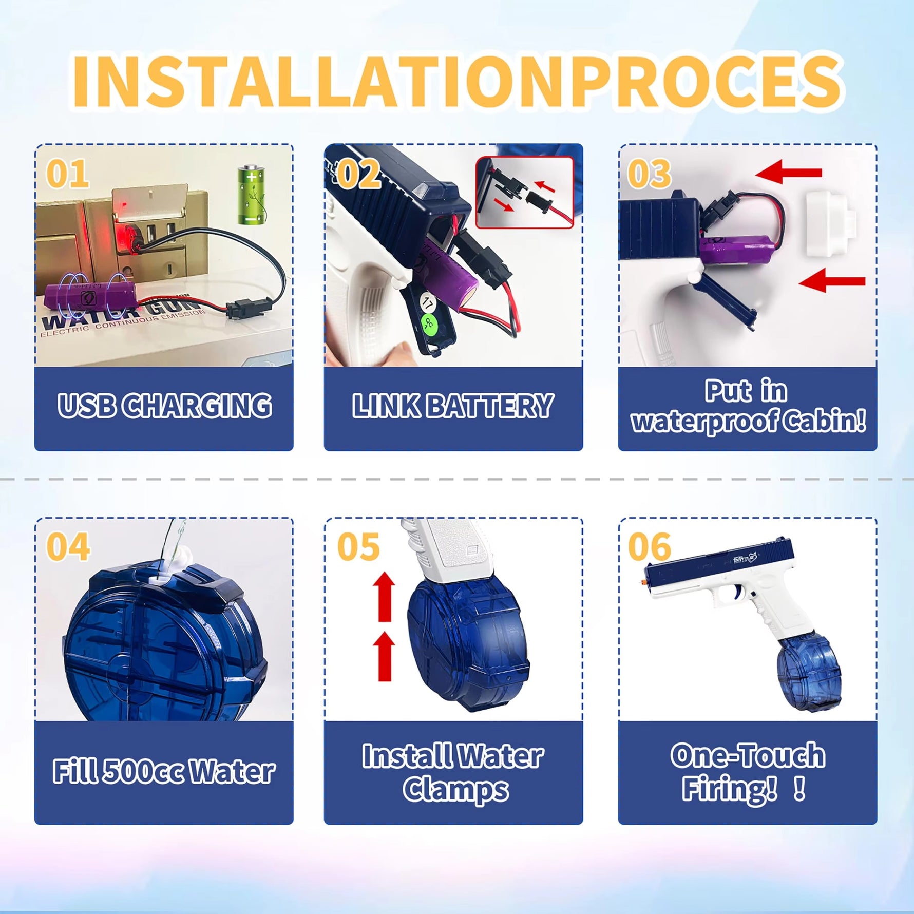 Electric Water Gun – Rechargeable High-Pressure Spray Gun (Manual & Electric Options)