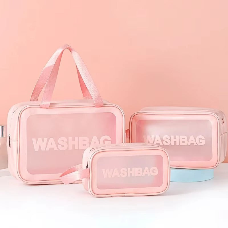 Waterproof Cosmetic Bag for Women – Portable Travel Makeup Storage Organizer | PVC Wash Bag