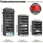 10 Tier Dust-Proof Shoe Cabinet with Rolling Cover – Space Saving Multi-Layer Shoe Rack
