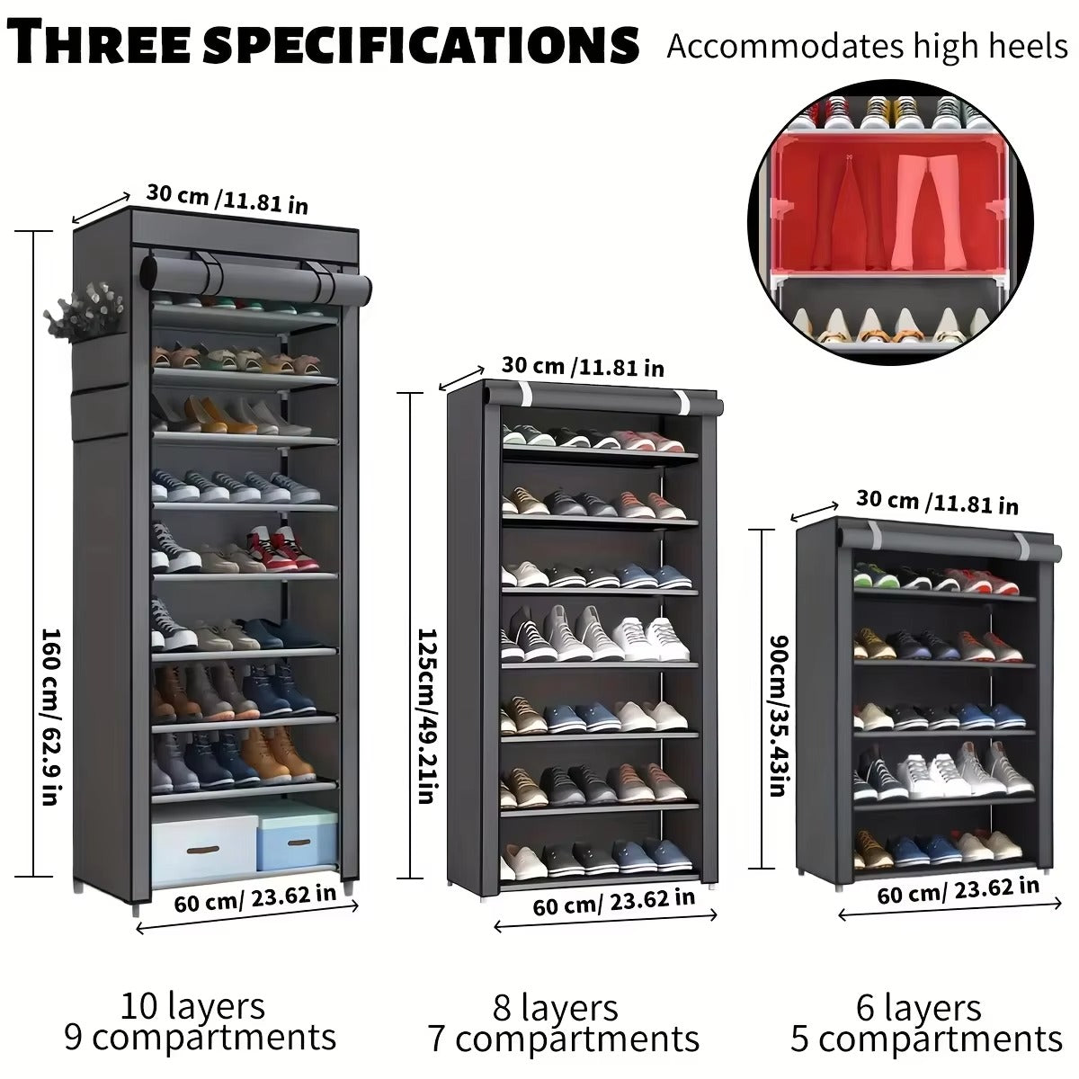10 Tier Dust-Proof Shoe Cabinet with Rolling Cover – Space Saving Multi-Layer Shoe Rack