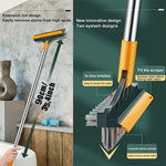 3-in-1 Floor Scrub Brush with Squeegee – Long Handle Bathroom Cleaning Brush