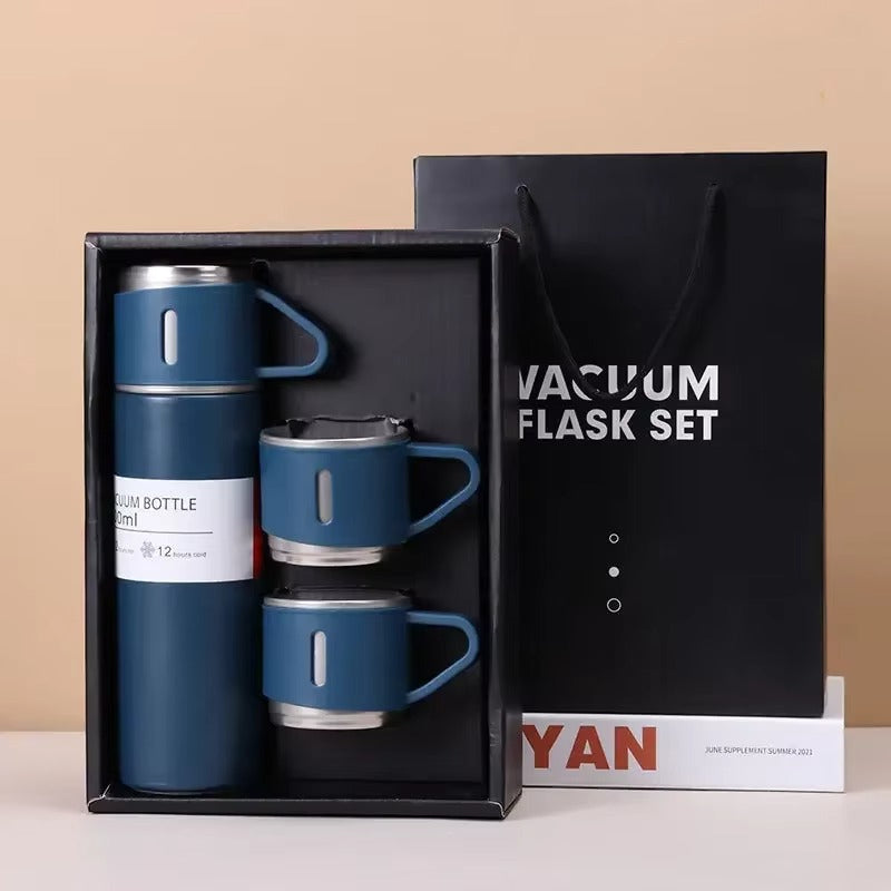 500ml Stainless Steel Vacuum Flask Gift Set – Thermal Insulated Bottle & Couple Cup