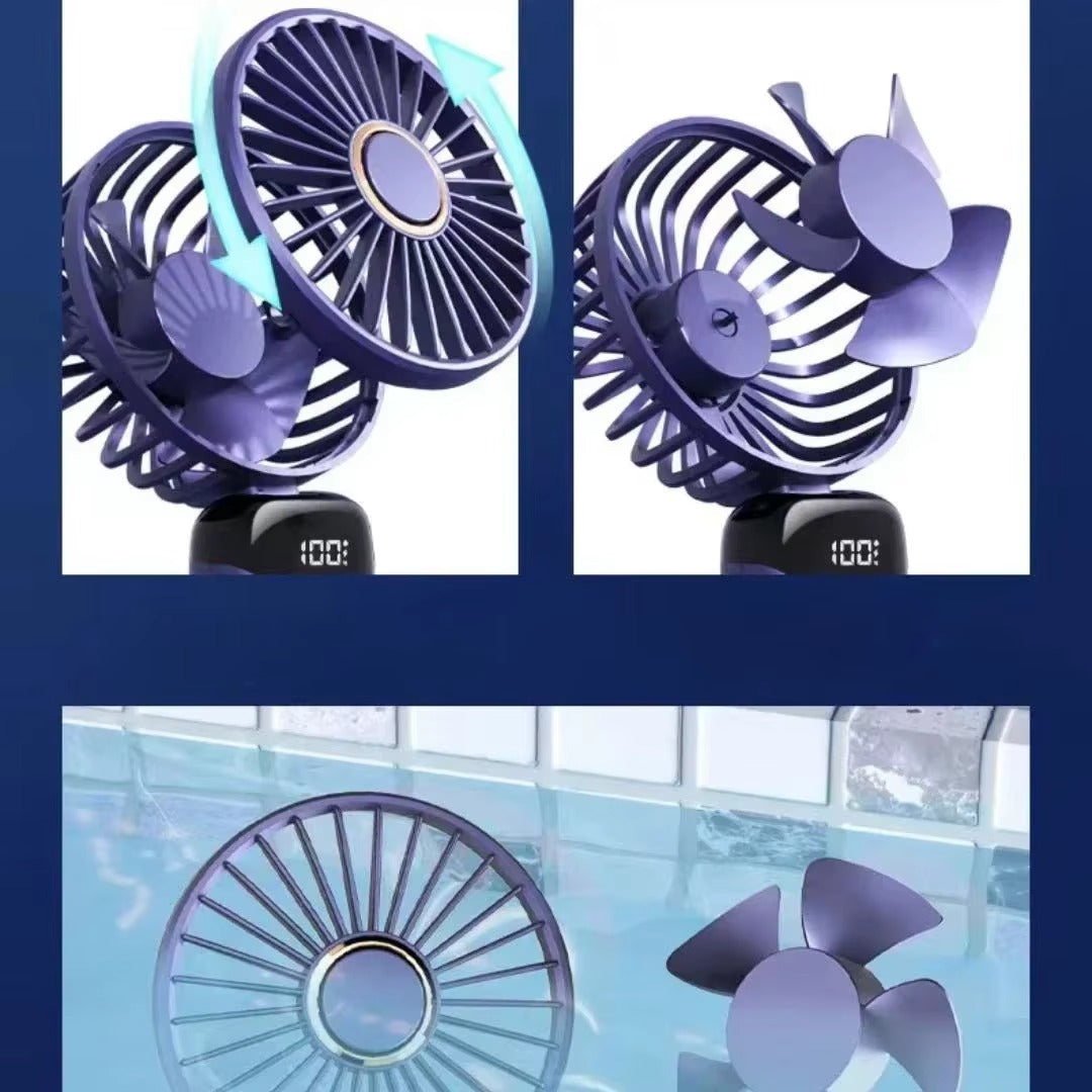 Portable Rechargeable Mini Fan with LED Display – 5 Speed Foldable Handheld Fan