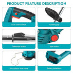 48V Cordless Grass Trimmer & Brush Cutter — Telescopic Electric Weed Cutter with Steel & Plastic Blades + Rechargeable Battery
